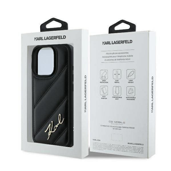 Karl Lagerfeld Quilted Signature Case for iPhone 16 Pro Max 6.9" Black - KLHCP16XPQDSMGK