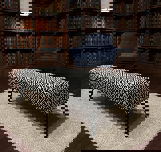 Premium Eden Embossed Footstool Ottoman in Living Room Setting - ISTOOLS