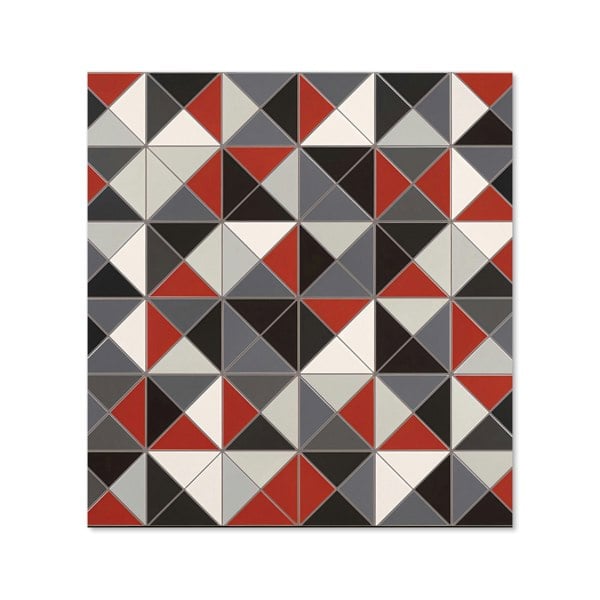 Warren Reed - Designer Grey Red Triangle Geometric Kitchen Splashback