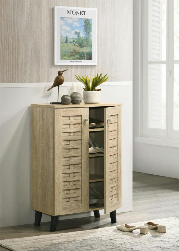Timber Art Design Modern Shoe Storage Cabinet 2 Doors Footwear Stand Rack Unit Cupboard