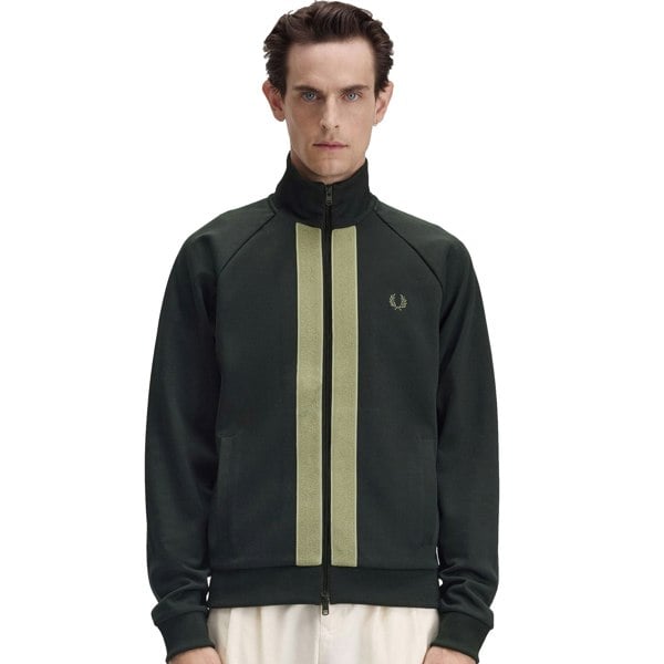 Fred Perry Chenille Tape Track Top Jacket Night Green