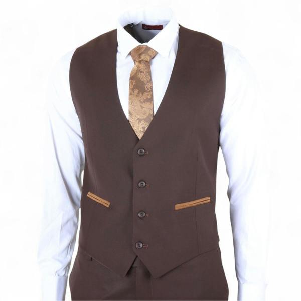 Infinity Leather Men's 3 Piece Plain Dark Brown Work Formal Suit
