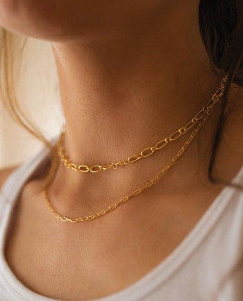 Thin Paperclip 18K Gold Chain Necklace - Necklaces - Elk & Bloom
