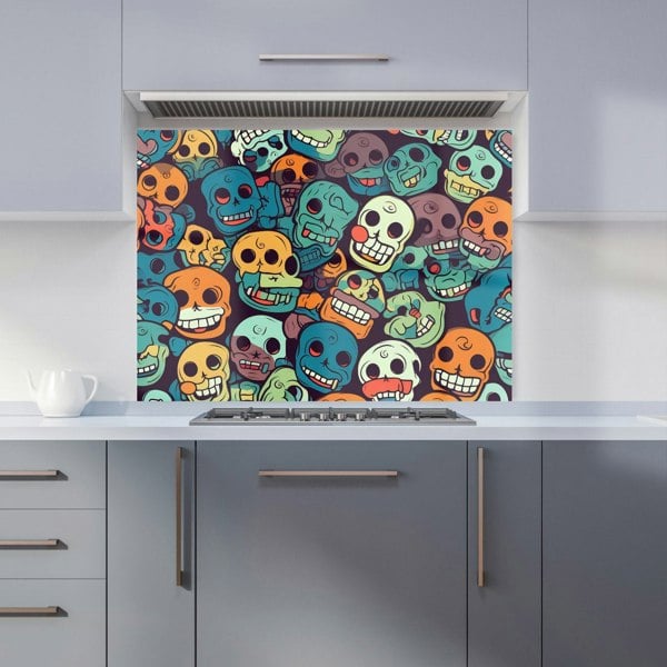 Warren Reed - Designer Smiling Skulls Pattern Kitchen Splashback