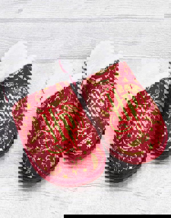 Harry Potter Girls Red Logo Mule Slippers