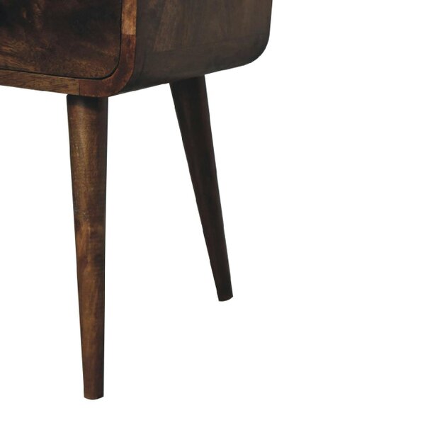 Wyld Haus Peschiera Mini Curved Grey Washed Bedside Table Mango Wood