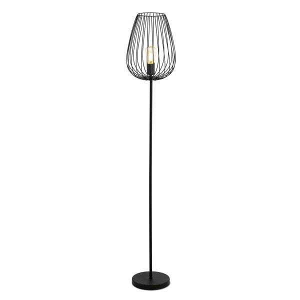 EGLO Newtown 1-Light Vintage Caged Floor Lamp In Black