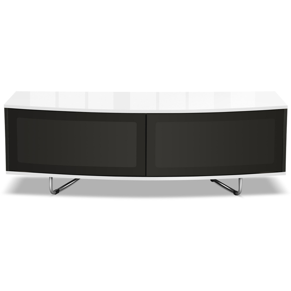 Centurion Supports Caru Gloss Black and Gloss White Beam-Thru Remote Friendly Super-Contemporary "D" Shape Design 32"-65" LED/OLED/LCD TV Cabinet