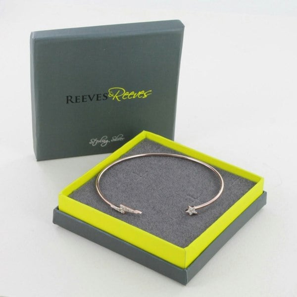 Sterling Silver Lightning Pavé Cuff Bracelet Rose Vermeil - Reeves & Reeves