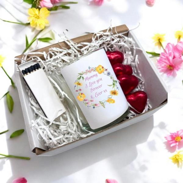 Personalised Flower Circle Candle Gift Set | Keepsake for Friend, Family