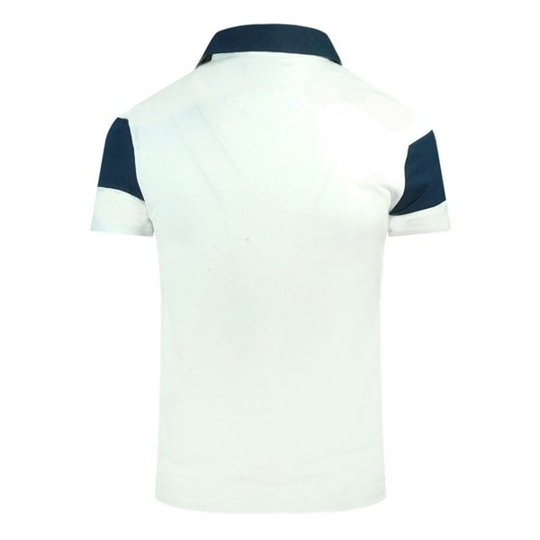 Aquascutum Colour Block Aldis Crest Chest Logo Polo Shirt - White