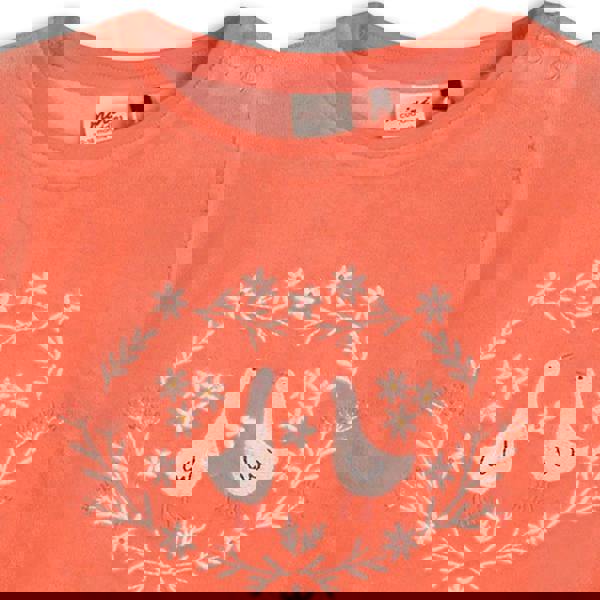 Baby Girls Floral Embroidered 2pc Set, Peach - Minicuddles