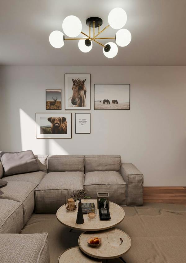 Emibig MAGNUM Ceiling lamp  6 x E14  Black, gold with White Shade