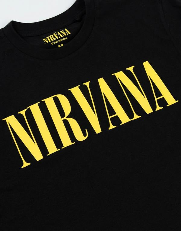 Nirvana Mens Black Logo Short Sleeve Long Leg Pyjama Set