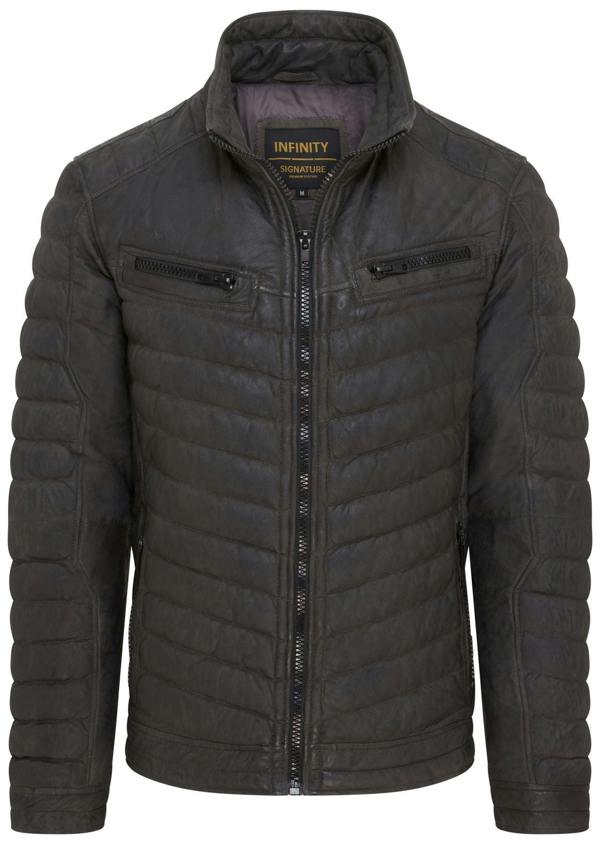 Infinity Leather Mens Quilted Puffer Leather Bomber Jacket - Torpoint