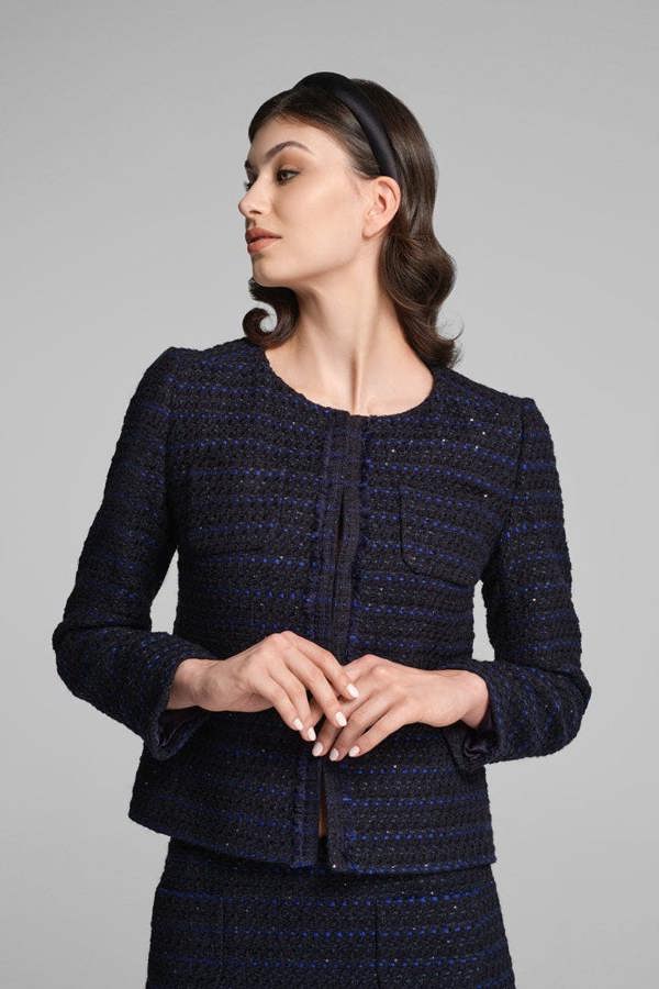 Rumour London Camille navy tweed jacket