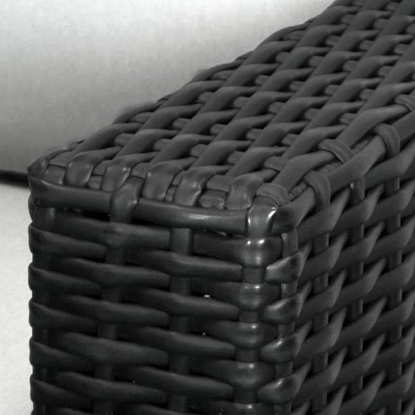 Furnishings For Less L Shaped 9 Seater Black Rattan Patio Set With Fire Pit Table