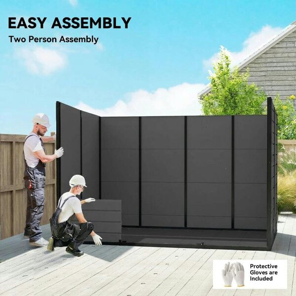 Bobobiy 10 x 6 ft Resin Garden Shed, Outdoor Storage Shed with Floor, Windows, Lockable Doors and Vents, Dark Grey