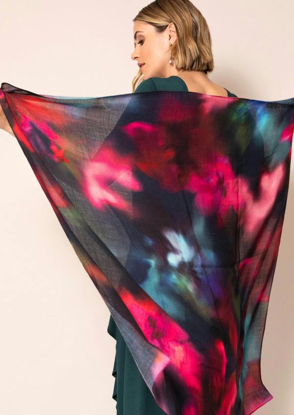 Alie Street London Leoni Silk Wool Scarf (Moonlit Florals)
