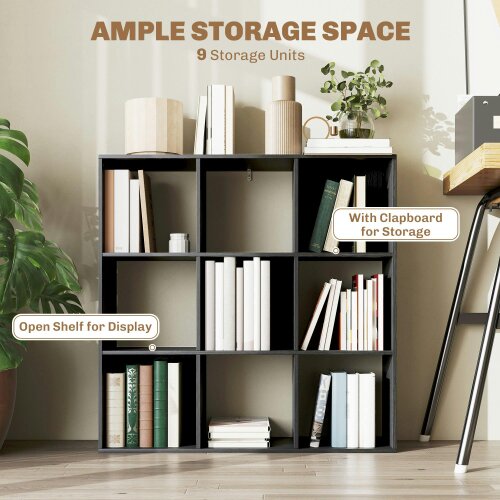 Wyld Haus Solipa Wood Black 9 Cube Storage Bookcase