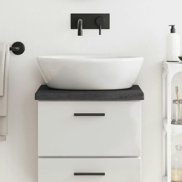 Berkfield Bathroom Countertop Dark Grey 40x30x4 cm Treated Solid Wood