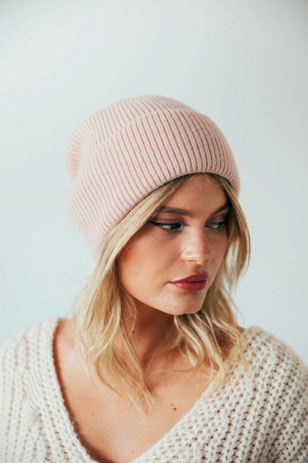 SVNX Ribbed Beanie Hat in Pink