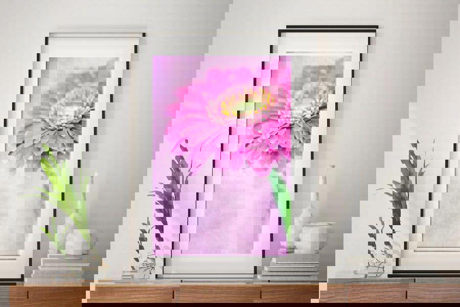 pink gerbera flower wall print