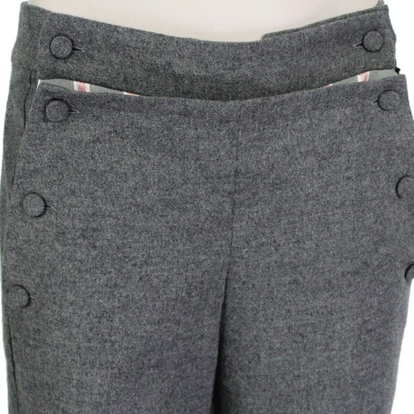 MONSE runway collection grey trousers pants with bib front and regimental stripe pattern