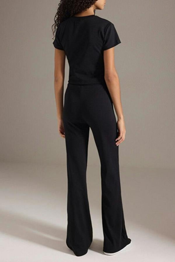 WOVCOR 2-Piece Fitted Stretch Woven Top & Pants Set