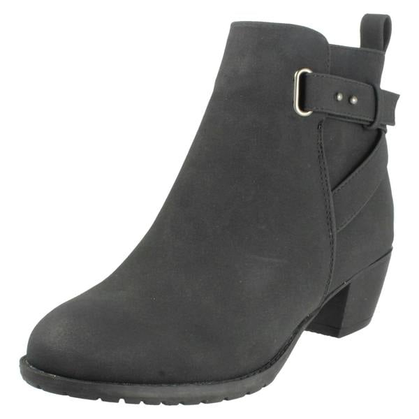 Spot On Ladies Spot On Extra Wide Fit Zip Up Ankle Boots F51259