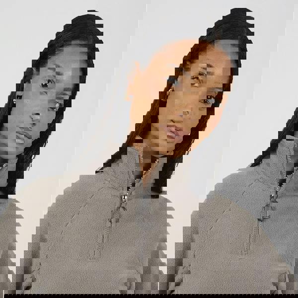 Brave Soul Brown Quarter Zip Polar Fleece Sweatshirt - Brown Image 4