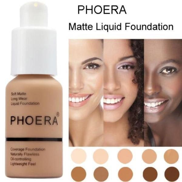 Phoera Flawless Matte Liquid Foundation - Full Coverage Oil-Free Makeup - 30ml