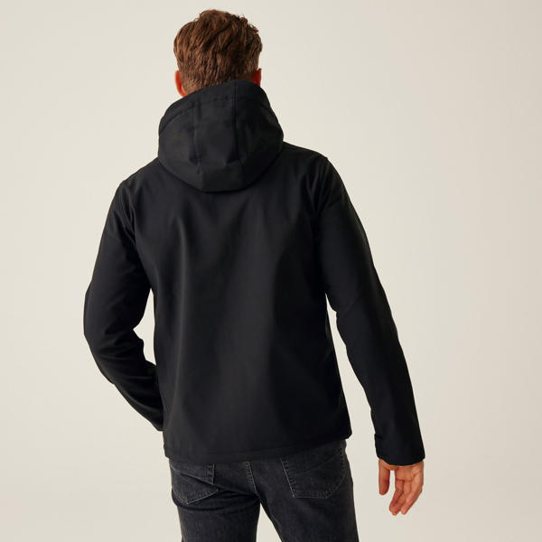 Regatta Mens Venturer Hooded Soft Shell Jacket - Black/Black