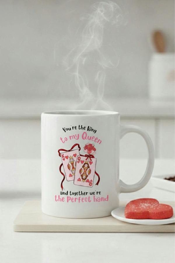 Dyzi You’re The King To My Queen Printed Ceramic Mug Valentine’s Day Gift