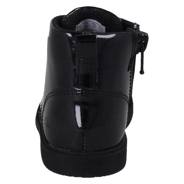 Clarks Girls Clarks Square Toe Patent Military Style Boots Oaklyn Charm