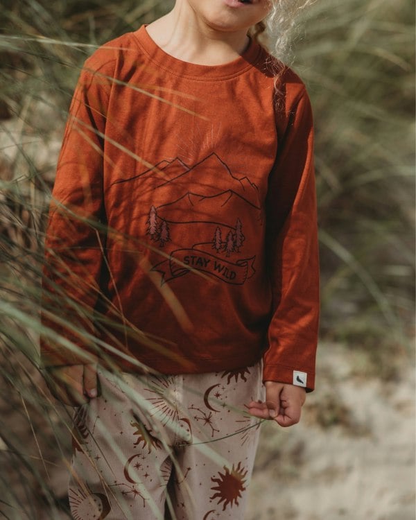 Red Stay Wild Slogan Print Top - image 1