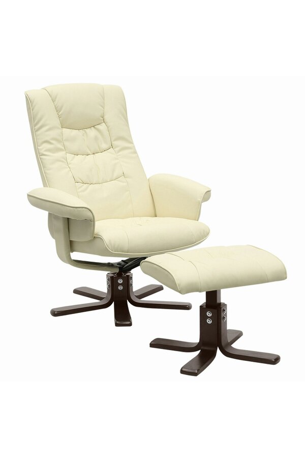 Living and Home PU Leather Swivel Chair Recliner Armchair With Footstool
