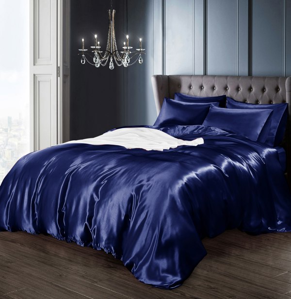 Intimates Faux Silk Duvet Cover Set with Matching Pillowcase, Luxury Bedroom Decor Bedding Ensemble
