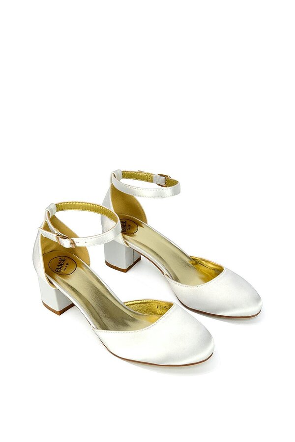 XY LONDON Chunky Strappy Mid Block High Heels Court Shoes