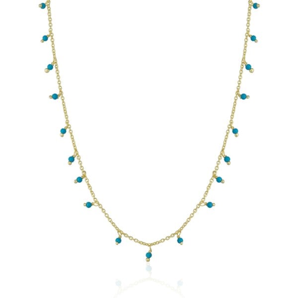 Spero London Blue Turquoise Beaded Sterling Silver Chain Necklace