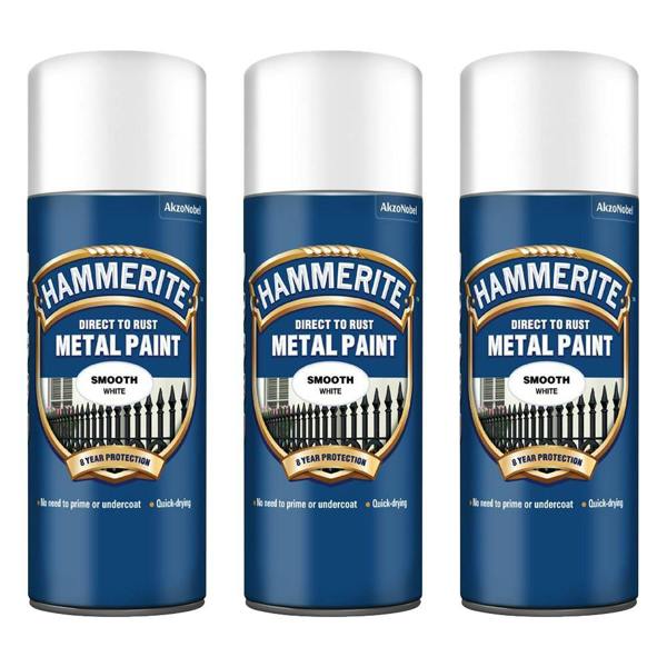 Hammerite 3X Hammerite Smooth White Spray Paint 400ml