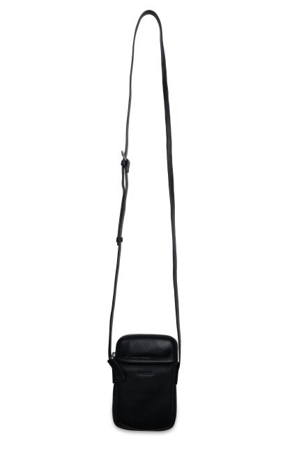 SADDLER "Margot" Real Leather Crossbody Zip Top RFID Phone Pouch - Gift Boxed - Black