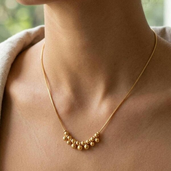 The Colourful Aura Gold Plated Cluster Ball Bead Statement Necklace 18 Inch