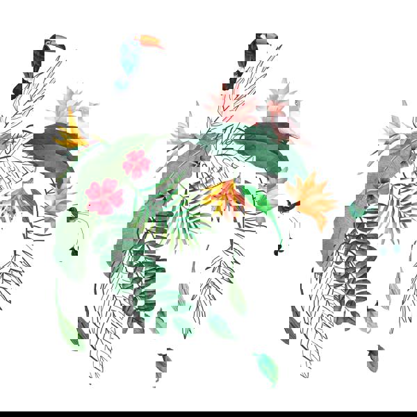 WS9073 - Contemporary Tropical Leaves and Flowers Wall Stickers