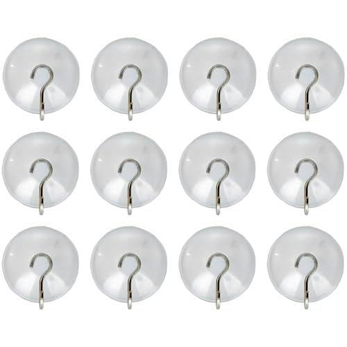 33mm 12 Pack Suction Cup Metal Hooks for Smooth Surfaces, Reusable Clear Hold image 6