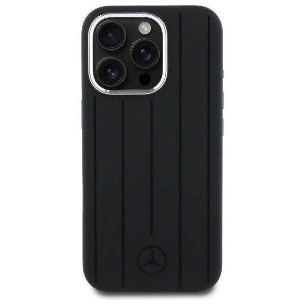 Mercedes Benz Silicone Vertical Tonal Stripes Case with MagSafe for iPhone 16 Pro Max 6.9" Black - MEHMP16X23SUVSK