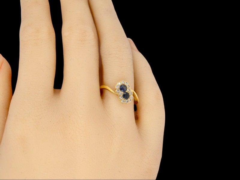 Vintage Tom A vintage Sapphire and Diamond cluster ring