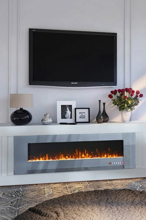 50/60 inch Electric Fireplace 5000 BTU Wall Mounted Fireplaces Heater 9 Available Flame Colours Wall Mounted Fireplaces Living and Home