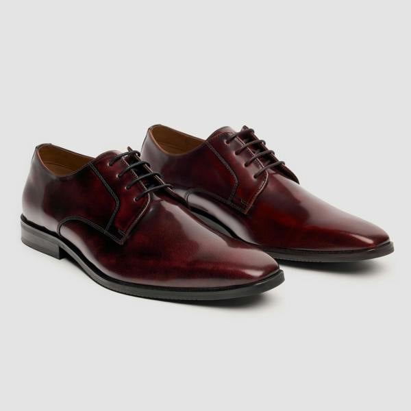 House Of Cavani Chester - Men's Burgundy High-Shine Polished Derby Shoes