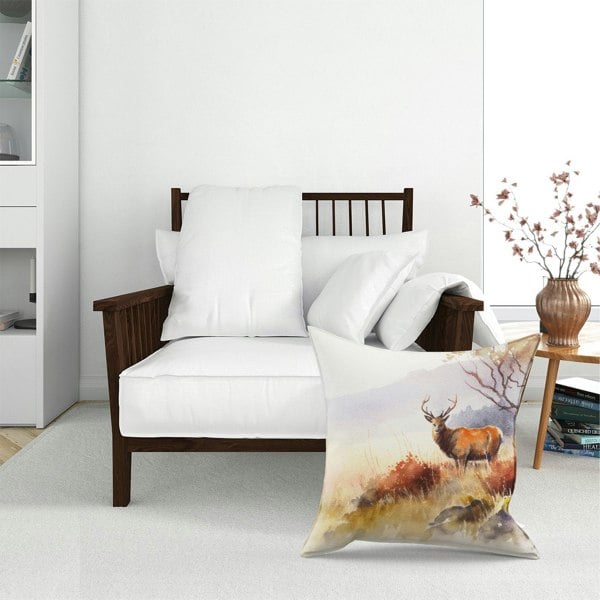 Warren Reed Stag Deer Water Colour Floor Cushion